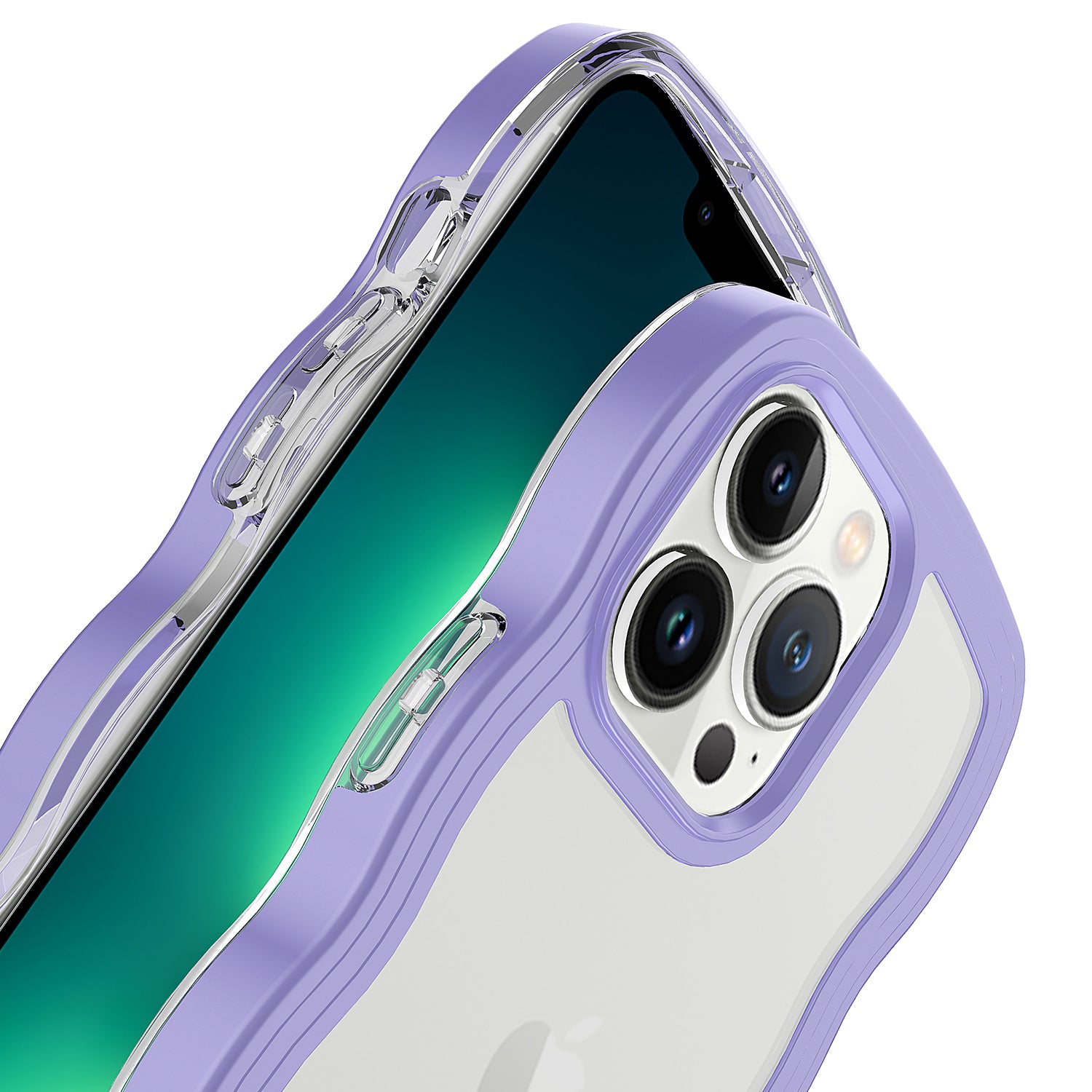 Transparent Phone Case for iPhone 15 Pro Max , Wave Edge PC + TPU Detachable Color Frame Phone Shell Cover - White Transparent Phone Case for iPhone 15 Pro Max , Wave Edge PC + TPU Detachable Color Frame Phone Shell Cover - White